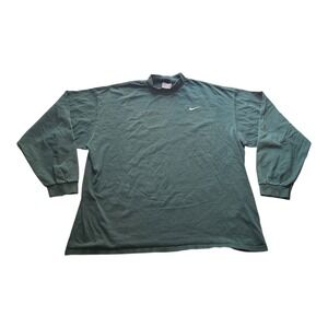 Vintage Nike Mock Neck Long Sleeve Shirt Forest Green XXL Made in USA Swoosh